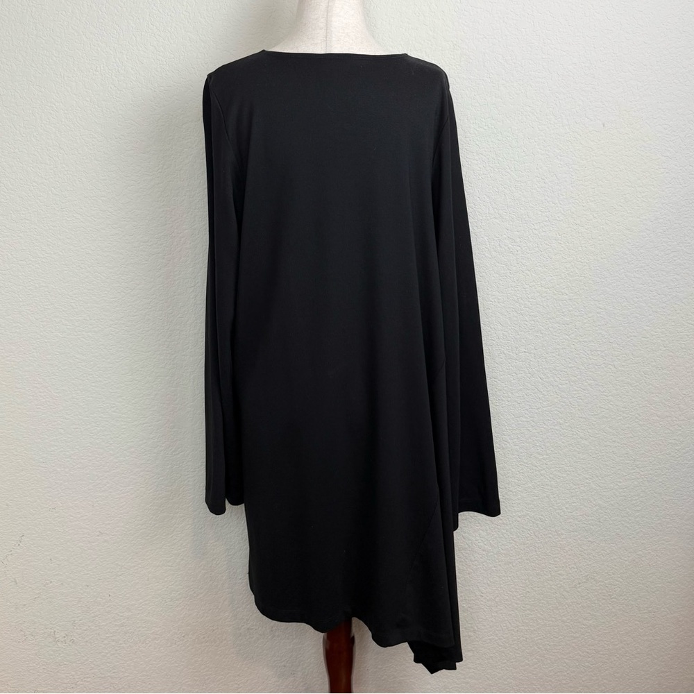 Bryn Walker Nada Black Asymmetrical Hem Long Sleeve Lagenlook Tunic Dress M - Picture 5 of 11